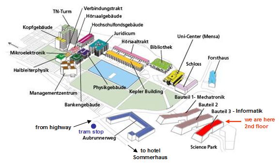 the institute for System Software is in the Computer Science Buildin of the Science Park (building 3, 2nd floor)